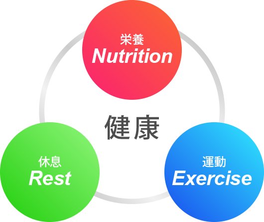 休養・栄養・運動のバランスの画像